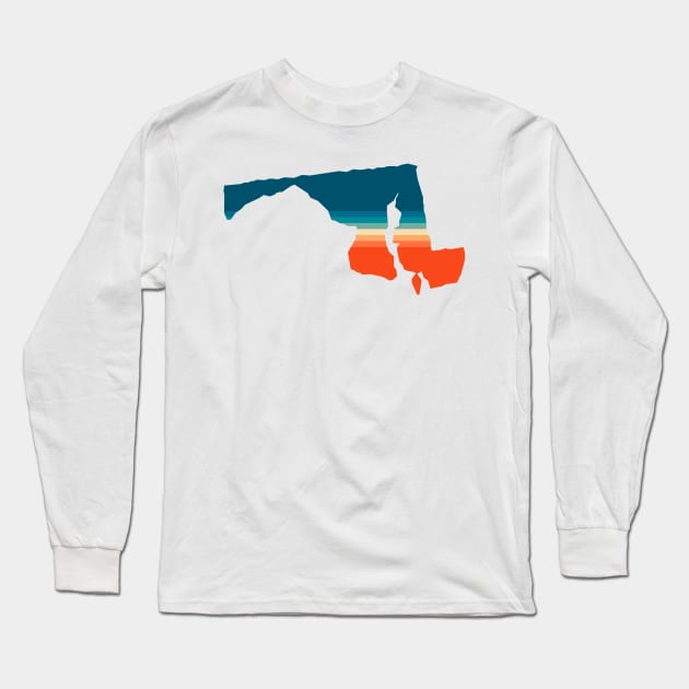 Maryland State Retro Map. Long Sleeve T-Shirt by n23tees